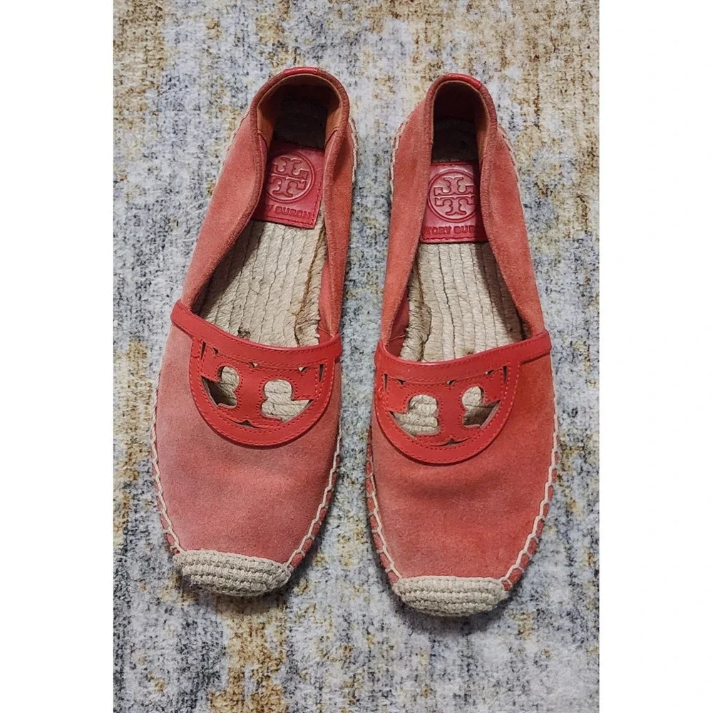 Tory Burch Women's Sidney Red Canyon Suede Espadrille Size 5